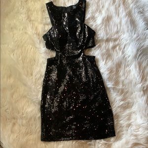 Black sequin mini dress